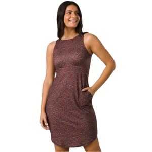prAna Emerald Lake Dress Deep Pine Spots Sleeveless Pockets Size S NWT